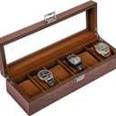 ProCase Wooden Watch Box for Men, 6 Slot Watch Display Case Mens Watch Box Organizer, Wood Watch Case for Men Watch Storage, Watch Holder Organizer with Glass Lid -6 Slot, Espresso