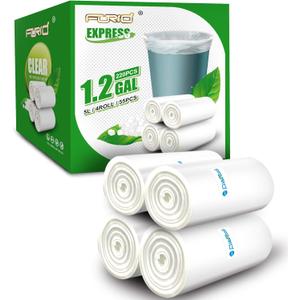 FORID Clear Small Trash Bags, 1.2 Gallon Garbage Bags, Wastebasket Bin Liners 220 Count Plastic Trash Bags for Bathroom Bedroom Office Garbage Can 5 Liters - Durable & Thick Trash Bag