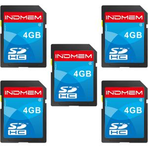 INDMEM SD Card 4GB 5 Pack SDHC Class 4 Flash Memory Card 4 GB Digital Camera Cards