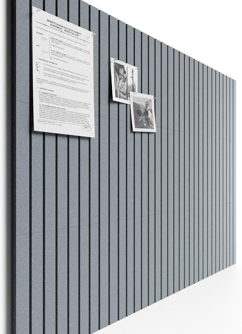 Bumusty Large Cork Board Alternative-48 x 36" Felt Bulletin Board Tiles, with 30 Pushpins, 70 Adhesive Tabs, 12-Pack Slat Wall Paneling, Cork Boards for Office Push Pin Board Felt Board-Blue Gray