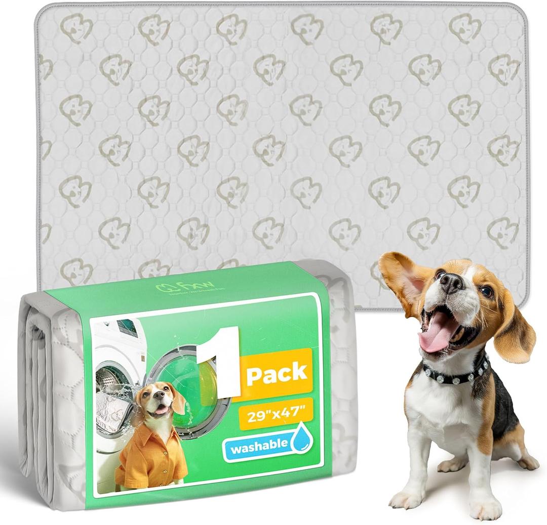 FXW Washable Pee Pads for Dogs, Puppy Pads with Super Absorbent, Specifically Designed for 48inch Cages, 47" x 29" Rectangle, Khaki, 1 Pack