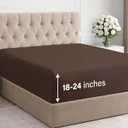 Extra Deep Cal King Fitted Sheet - Hotel Luxury Single Fitted Sheet Only - Easily Fits 18 inch to 24 inch Mattress - Ultra Soft, Wrinkle & Fade Free w/Extra Deep Pockets - Breathable & Comfy - Brown