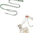 Hands Free Dog Leash Adjustable Versatile Crossbody Waist Dog Leash Reflective Comfortable Padded Handles Shock Absorbing Walking Lead for Small Medium Large Dogs (Light-Olive, S)