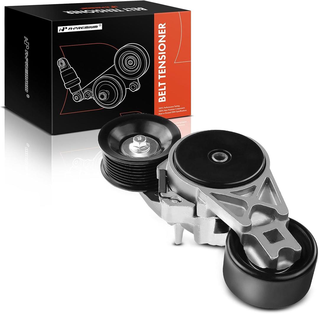 A-Premium Belt Tensioner Assembly with Pulley Compatible with Ford F-350/F-450 Super Duty 2003-2007 Excursion 2003-2005 V8 6.0L Diesel, Replace# 3C2Z6B209AA, 3C2Z6B209CA