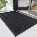 Durable Indoor Outdoor Door Mat, 3' x 4' Heavy Duty Front Door Mat for Entryway, Non-Slip Backing, Stain and Fade Resistant, Absorbent Commercial Floor Mat for High Traffic Area, Black