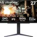LG 27GS75Q-B 27-inch Ultragear QHD (2560x1440) Gaming Monitor, 180Hz (O/C 200Hz), 1ms, IPS, NVIDIA G-SYNC Compatible, AMD FreeSync, HDR10, Tilt/Height/Pivot Stand, HDMI, DisplayPort, Black