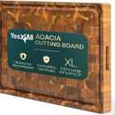 Yes4All Durable Acacia Wood Cutting Board for Kitchen, 24"x15"x1.5" Large End Grain Design, Pre-Oiled Thick Chopping Board with Juice Grooves and Easy Grip Handles, Ideal for Meal Prep and Serving