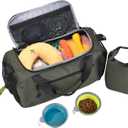 ta-stories 2-in-1 Dog Travel Organizer – Stylish Main Bag with 8-Pocket Organizer, XL Food Container Poop Bag Dispenser | Cabin-Size | Waterproof