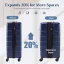 OLIXIS 3-Piece Luggage Set, Carry On Suitcases with Spinner Wheels, Expandable Travel Luggage with TSA Approved Lock & ABS Hard Shell, Blue(20/24/28 Inch)