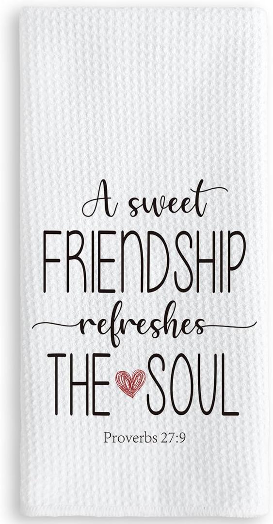 TNUW A Sweet Friendship Refreshes The Soul Kitchen Towels 16X24In, Gift for Friend Woman, Christian Gifts for Women Men, Hand Tea Towels for Kitchen Bathroom Decor