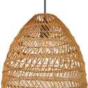Arturesthome 13.75" Rustic Woven Rattan Pendant Light, Coastal Lighting Fixture, Vintage Farmhouse Lampshade Chandelier Hanging Ceiling Lamp Shade for Living Room Bedroom (13.7" X 13.7")
