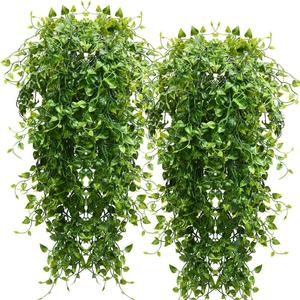 RECUTMS Artificial Hanging Plants 4pcs 33 Inch Fake Wall Plant Faux Eucalyptus Leaves Ivy Swag UV Resistant Plastic Greenery Indoor Outdoor Home Garden Wedding Jungle Party Patio Office Shelf Decor