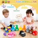 URMYWO Learning Toys for 1 2 3 Years Old Boy Girl, Toddler Montessori Toys, Train Set with 10 Finger Puppets & Play Mat, Counting Matching & Sorting, Toddler Birthday Gift