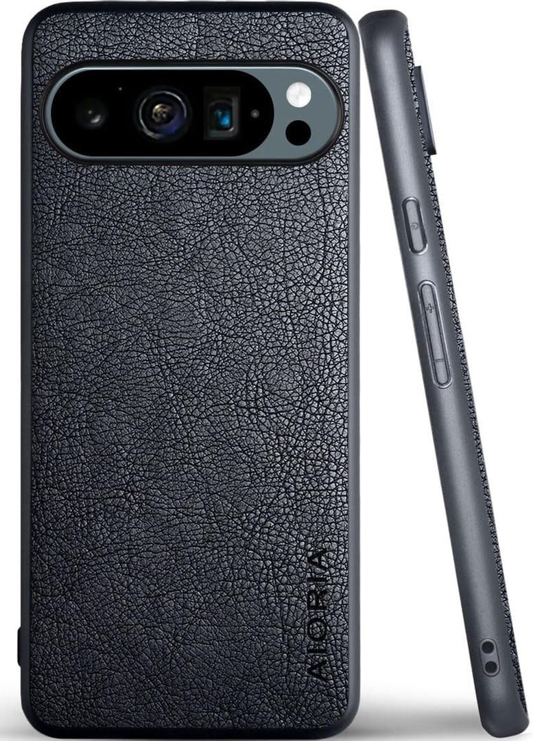 Case for Google Pixel 9 Pro XL, 6.73"" Screen Premium PU Leather Phone Case Retro Business Design Full Protective Phone Case for Google Pixel 9 Pro XL 5G (Black), 22-GP9PRO-XL