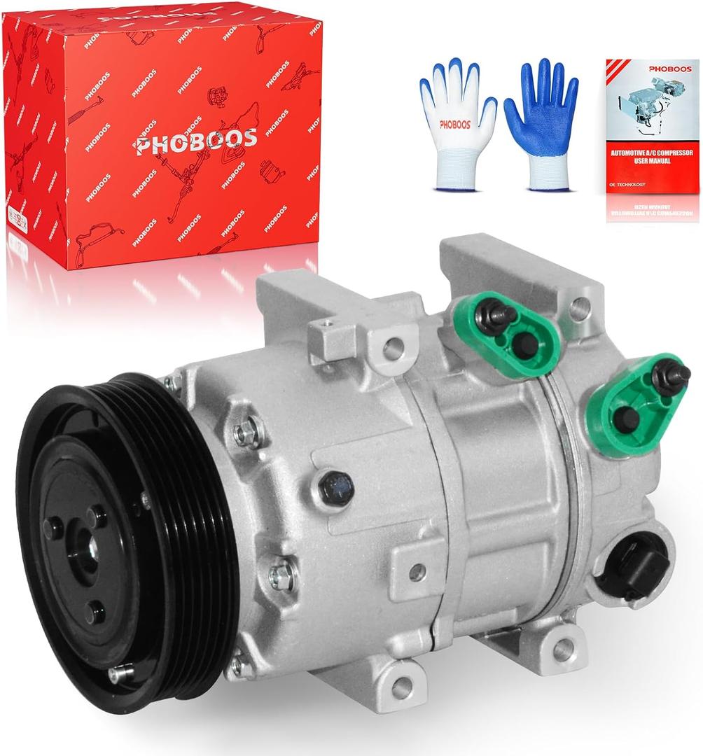 PHOBOOS A/C Compressor with Clutch Compatible with Hyundai Sonata 2012-2014 & Kia Optima 2012-2018, L4 2.0L/2.4L. Fast Cooling, Low Noise, Easy Installation, Ref. CO29159C, 178328