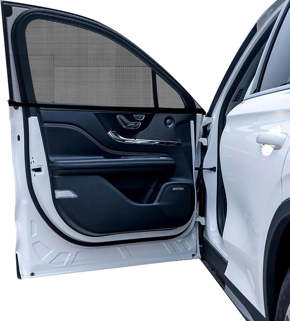 Car Side Window Shades 2 Pack Set Breathable Mesh Car Side Window Shades Offer Insect and UV Protection, and are Also Suitable for Privacy and Night Camping. (black)