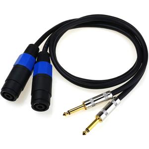 2PCS SPK Speakon Female NL4MMX Connector to 1/4" (6.35mm) Male TS Adapter Patch SPK Speaker Cables - 1.6Feet / 0.5Meter