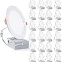 meccein 24-Pack 6 Inch LED Recessed Lights 6500K Daylight Ultra-Thin Canless Wafer Downlight with Junction Box, 12W 1050LM Ceiling Lights for Kitchen Living Room Hallway Office&FCC