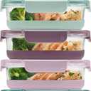 Ello Duraglass 3.4 Cup Meal Prep Sets 10Pc, 5 Pack Set- Glass Food Storage Container with Silicone Boot and Airtight BPA-Free Plastic Lids, Dishwasher, Microwave, and Freezer Safe, Garden Goals