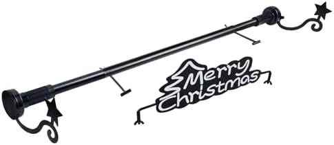 ATDAWN Easter Door Garland Hanger, Black Iron Rectangular Hanger, Adjustable Width 35-46 Inches, No Nails or Screws, Includes Merry Christmas Sign