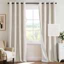 H.VERSAILTEX 100% Blackout Curtains for Bedroom 84 Inches Long Grommet Linen Face Full Light Blocking Curtain Drapes for Living Room Thermal Insulated Linen Look Curtains 2 Panels Set, Antique White