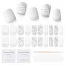 Semi Cured Gel Nail Strips|Works with Any UV/LED Lamps|20 Pcs Gel Nail Stickers|Long-Lasting Two Weeks and Easy to Apply & Remove|White Winter
