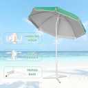 6.5ft Portable Beach Umbrellas for Sand Beach UV 50+ Umbrella with Tilt & Steel Pole, Protection with Heavy Duty Anchor, Patio Umbrella with Carry Bag