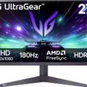 LG 27GS50F-B 27-inch FHD (1920 x 1080) Ultragear Gaming Monitor with 180Hz, 1ms MBR, HDR10, AMD FreeSync, HDMI, DisplayPort, 3-Side Virtually Borderless Design, Black