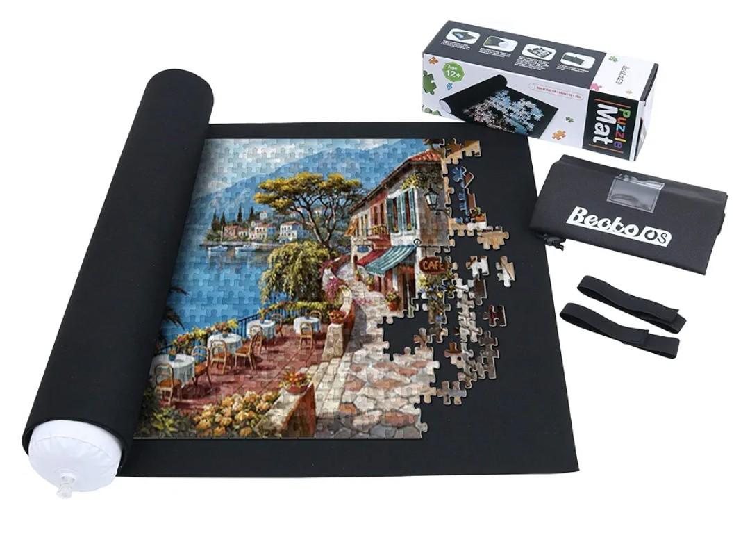 Becko US Puzzle Mat Roll Up with Drawstring Storage Bag, Felt Rollup Mat for Easy Transport & Storage, Portable Puzzle Board Puzzles Saver Keeper for Jigsaw Puzzles Up to 1500 Pieces