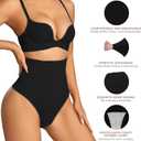 Dulchany Thong Shapewear Tummy Control Underwear for Women Seamless Body Shaper Panties (Black, M)