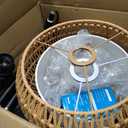 Arc Floor Lamps for Living Room Rattan Boho Floor Lamp with Remote Control,Dimmable LED Floor Lamps Wicker Lamp Shades Black Standing Lamp with 3 Color Temperature Tall Floor Lamp For Bedroom Corner (12.5 inch, Yellow)