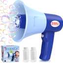 Bubble Machine for Toddlers 1-3, Recordable Bubble Blower Gun with 2 Bottles Solution, Outdoor Indoor Bubble Toys, Birthday Gifts Toys Bubble Maker for Kids Ages 2-4 4-8 8-12 (Blue)