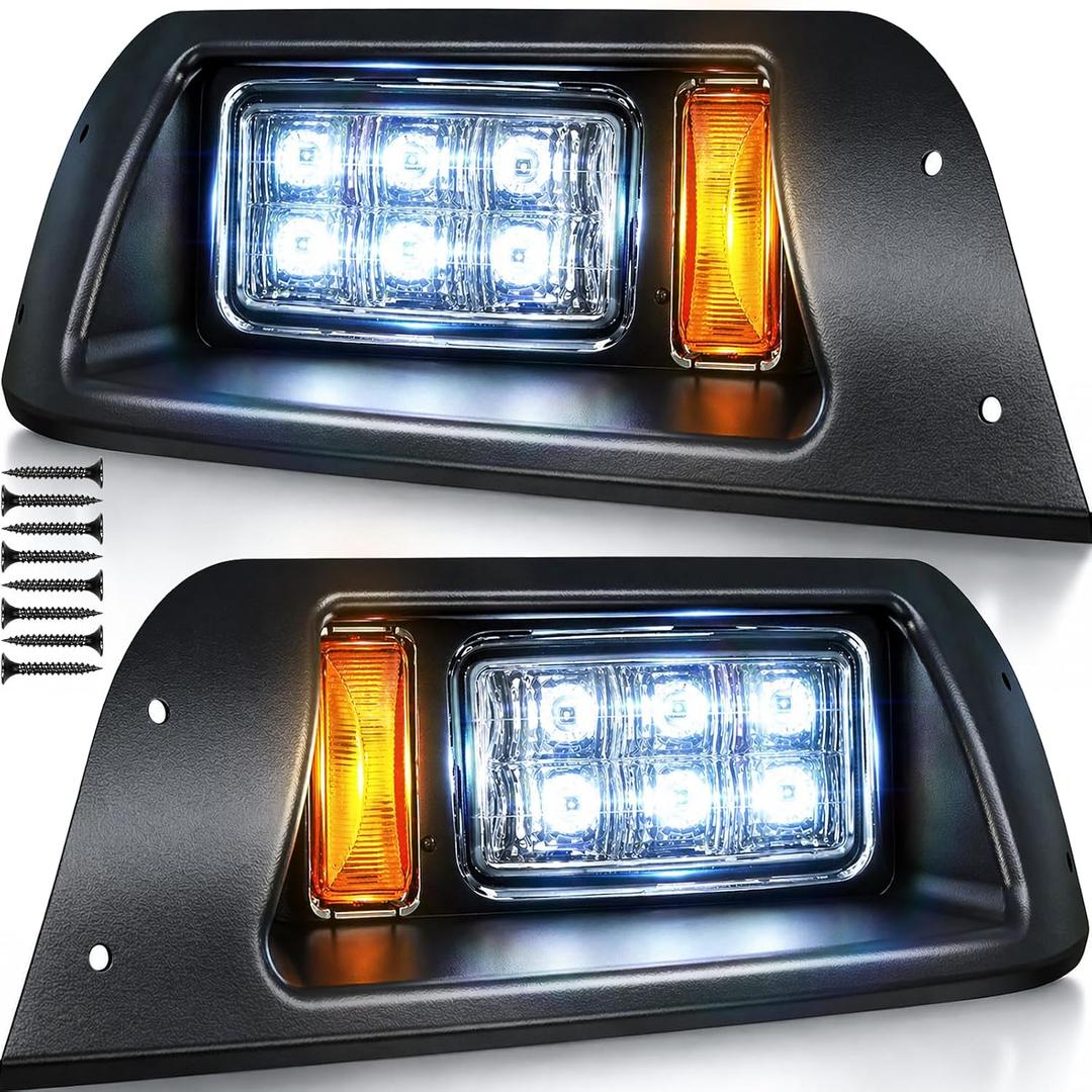Golf Cart Headlights for EZGO TXT 1996-2013 Gas and Electric, 12V EZGO TXT Headlight Kit Replacement, EZGO Golf Cart Light DOT Street Legal Kit, 3-Pin EZGO LED Head Lights for Golf Cart, IP68
