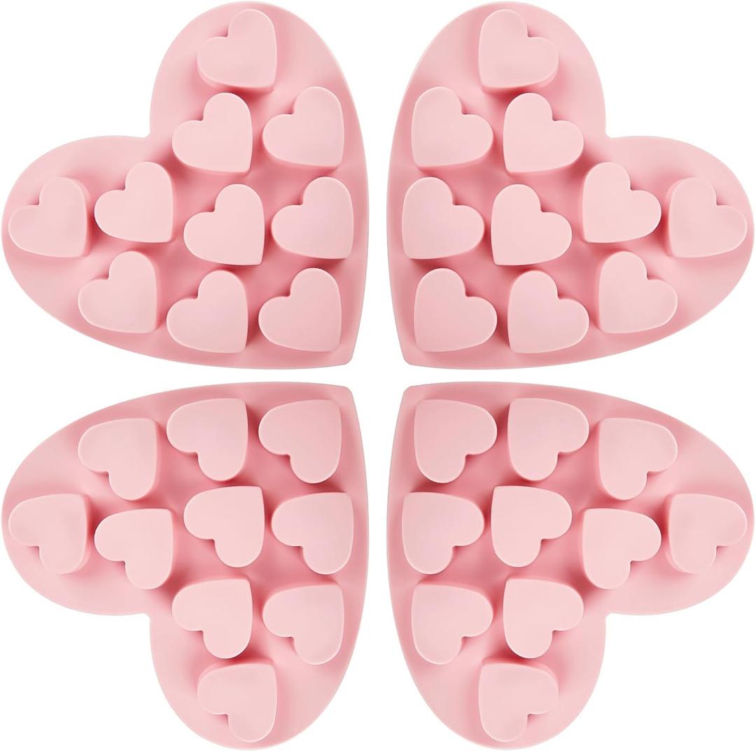 JOERSH 4 Pieces Heart Silicone Molds, Heart Shape Chocolate Candy Molds Non Stick Baking Molds for Valentine's Day Chocolate, Pudding, Cake, Candy, Jelly, Soap