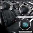 BWTJF Black Car Seat Covers Full Set, Universal Front and Rear Seat Covers for Cars, Waterproof Leather Auto Seat Protectors Airbag Compatible, Car Seat Cushions Fit for Most Sedans SUV Pick-up Truck
