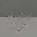 Diamant 6-Pack Classic Clear Cut Glass 4.5 Oz Footed Turkish Tea Cups with Handles, Etched Design