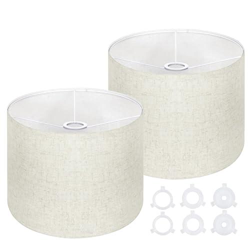 OTTOSEA White Drum Lampshade 13''Top X 13'' Bottom X 10'' High, for Table, Floor & Bedside Lamps Natural Linen Hand Crafted, Easy Assembly Required，Lnclude E26-E14-11mm Adapter Ring