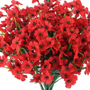 Hananona 28 Bundles Artificial Flowers Outdoor UV Resistant Fake Flowers Spring Faux Outdoor Plants Garden Porch Window Box Decorating (28, Red)