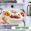 Divided Serving Tray with Lid Rotating Veggie Tray Charcuterie Tray for Dinner Party, Portable Snack Spinner for Picnic, Travel, Leakproof Serving Platter (10.5")