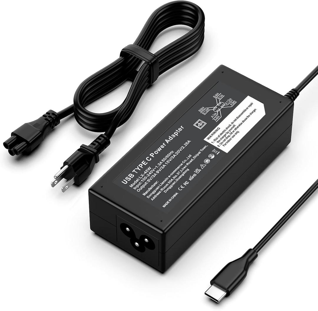 45W USB C Laptop Charger Compatible with HP Chromebook X360 14 14-ca051wm 14-ca091wm 14-ca0061dx 14a-nf0099nr 14a-na0226nr Type C Charger Fast Charging Power Supply Adapter Cord