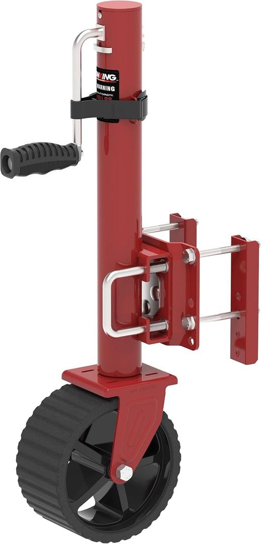 8-inch Wheel Trailer Jack, 13" Vertical Movement, 2000 lbs, for RV, Boat, Trailer and More, Red