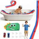Race Car Bath Toy Set, Flex Race Track Car Set, Toddler Bath Toys, Kids Bathtub Gift,Accompanied by a mesh Storage Bag, Toy car, and Suction Cup, for Ages 3 & Up