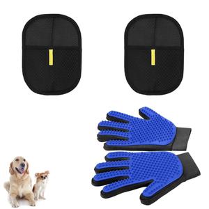 "Pet Hair Removal Gloves - 1 Pair of Blue Five Finger Grooming Gloves - Effective for Dogs and Cats, Perfect for Clothing, Sofas, Beds, and Blankets - Includes 2 Extra Animal Hair Removal Gloves"