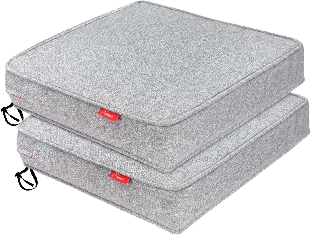 Pcinfuns Outdoor Chair Cushions,18.5 x 16 x 3 Inch Seat Cushions for Patio Furniture, Square Corner Patio Chair Cushion with Adjustable Straps, 2 Pack, Light Linen Gray Pcinfuns Outdoor Chair Cushions,18.5 x 16 x 3 Inch Seat Cushions for Patio Furniture, Square Corner Patio Chair Cushion with Adjustable Straps, 2 Pack, Light Linen Gray