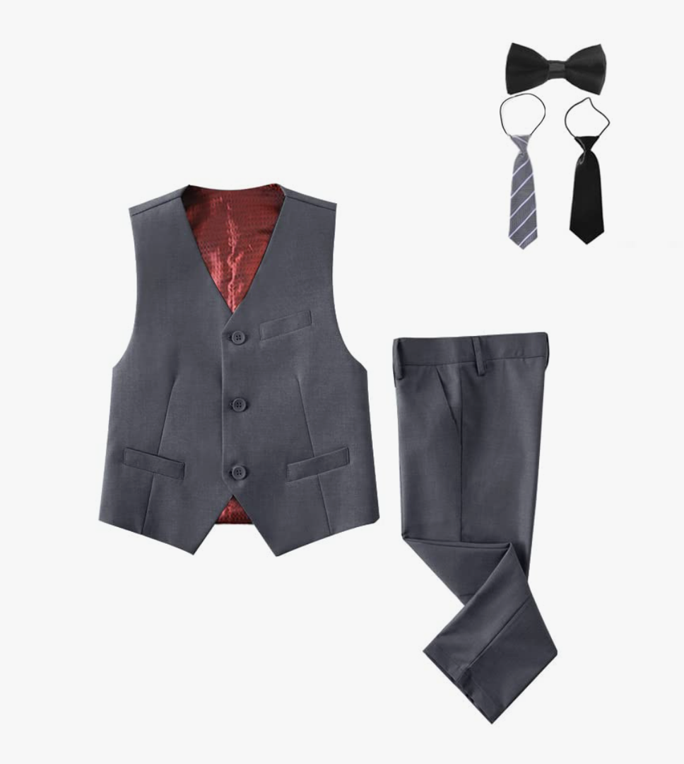 Boys Formal 5 Piece Suit Vest Pants Set 10y