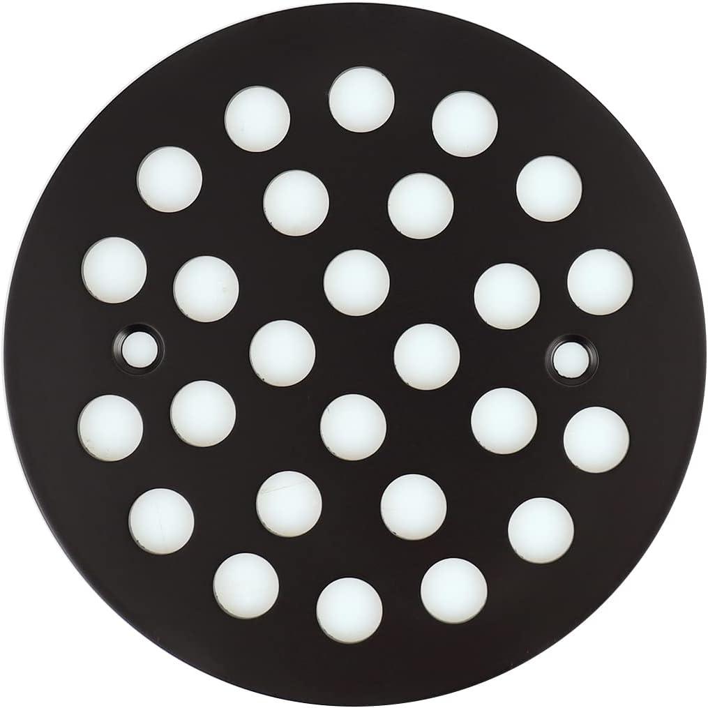 4-1/4 Inch Screw-in Round Floor Drain Cover Replacement Shower Drainer Grates (Black)