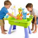 Upgraded Toddler Sand Water Table Toy with Electric Water Pump, Kids Sand Water with Faucet/Play Food Accessories/Fishing Toy, Kitchen Play Sink Toys for Girl Boy Age 3+ (Blue)