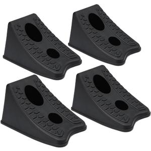 TONDA Wheel Chocks, Heavy Duty Wheel Wedge for Car, Travel Trailer - 8"×4.7"×4.7" - 4 Pack, Black