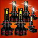 Compatible for GMC Sierra 1500 2500HD 3500/Chevy Silverado 2003 2004 2005 2006 Driving Light Bulbs Combo, 6500K White 800% Brightness, Direct Installation, 6-Pack