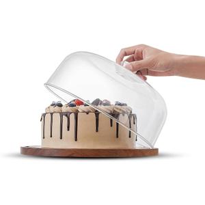 Acacia Wood Cake Stand with Acrylic Dome Lid, Cake Holder with Lid, Dessert Display Stand with Dome Cover, Charcuterie Boards for Cheese, Chips, Fruit, Cake Board, Cake Plate for Party, Wedding